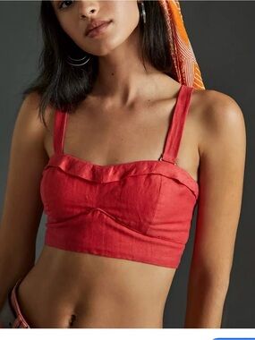 Maeve Red Cropped Tank Top 2x
